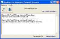 Pantallazo Windows Live Messenger Password Recovery