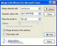 Screenshot Merge Cells Wizard for Excel