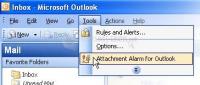 Pantallazo Attachments Alarm for Outlook