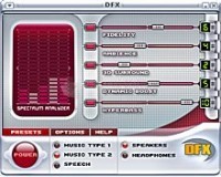 Pantalla DFX Audio Enhancer