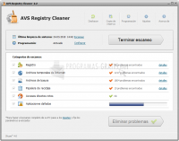 Pantallazo AVS Registry Cleaner