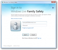 Pantallazo Windows Live Family Safety