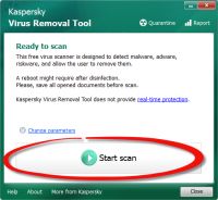 Pantallazo Kaspersky Virus Removal Tool