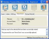 Pantallazo FileMaker Password Recovery