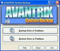 Pantallazo Avantrix System Backup